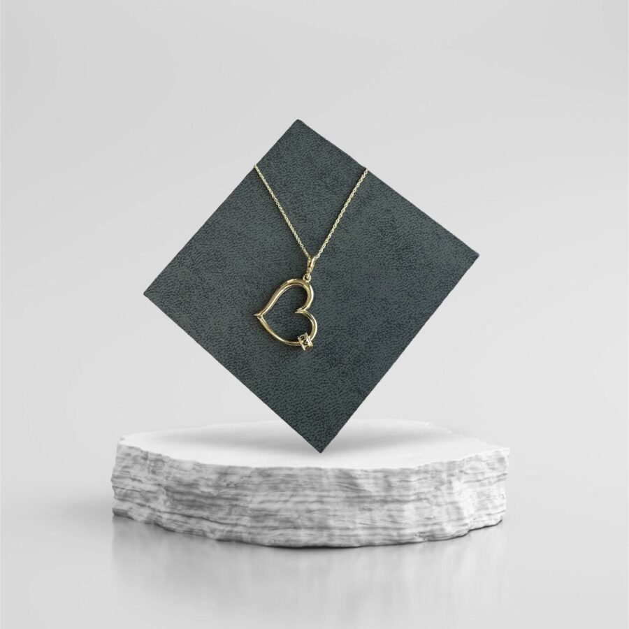 14K Real Gold Open Heart Necklace Women, Delicate Love Pendant, Birthday Gifts Beautiful Jewelry Wife Her Lady Mother Daughters, - Image 3
