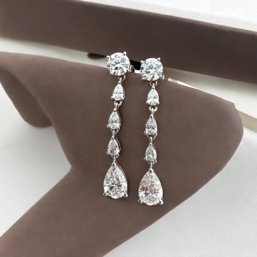 6 carat  pear shape drop earring 14K White Gold (D Color VVS1  Clarity)lab grown diamond  Luxurious Timeless Elegance - Image 2