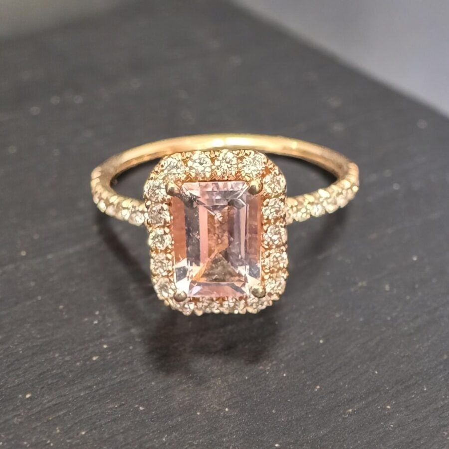 Pink Tourmaline gem stone + 0.40 carat ( D Color VVS1 Clarity) Diamond Engagement Ring, Anniversary Gift. - Image 7