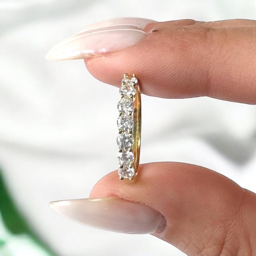 Diamond ring 0.70 carat 7 diamonds,set with natural diamonds, yellow gold, 14k. promise ring.Eternity diamond ring.wedding anniversary gift.