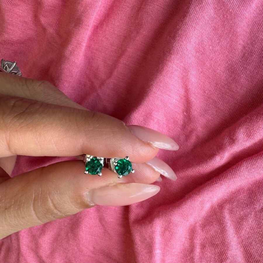 Martini style attached earrings 14k. gold emerald earrings. lab grown emerald.special emerald earrings.0.60 carat. - Image 4