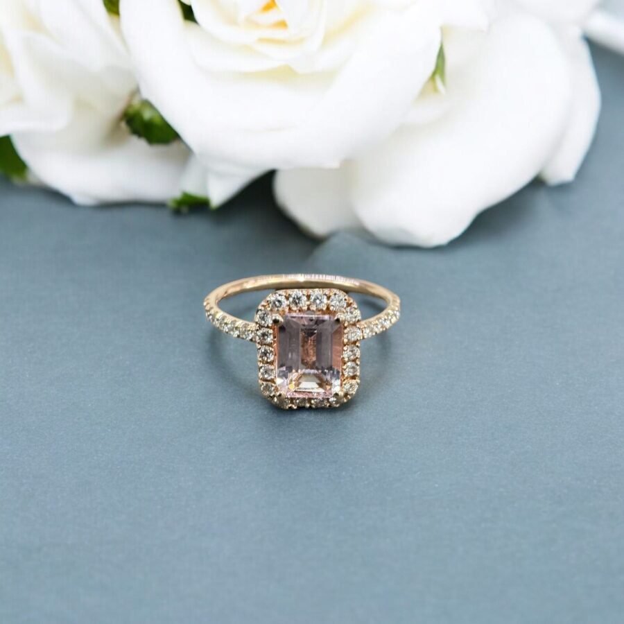 Pink Tourmaline gem stone + 0.40 carat ( D Color VVS1 Clarity) Diamond Engagement Ring, Anniversary Gift. - Image 6