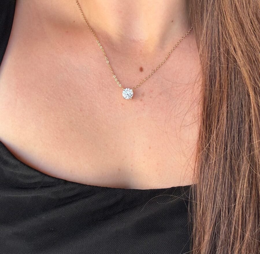 2.01 carat diamond necklace,( D Color VVS1 Clarity)  lab-grown diamond.solitaire pendant, 14 carat gold pendant. gift for her