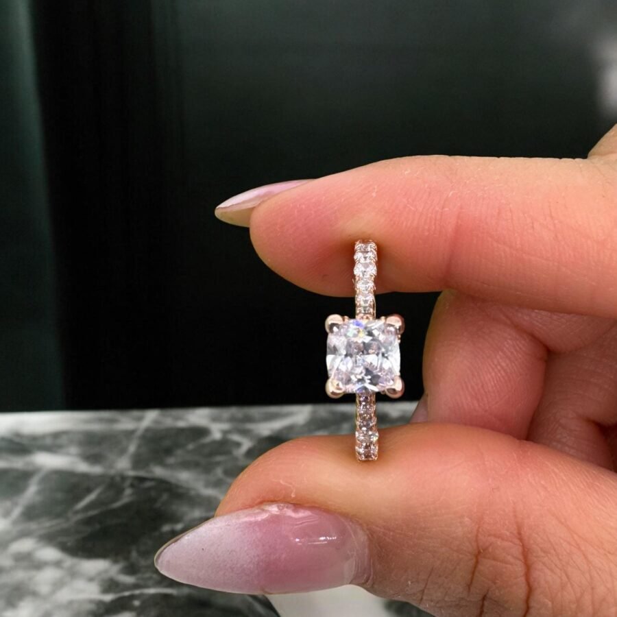 Diamond Ring, 0.90 carat,( E Color VVS2 Clarity) Cushion model Wedding Ring, Lab Grown Diamond, Anniversary Gift, Ring for Her.
