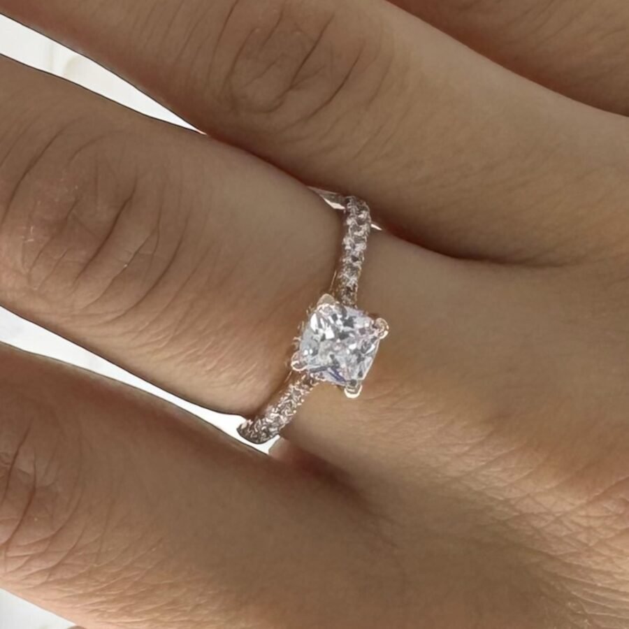 Diamond Ring, 0.90 carat,( E Color VVS2 Clarity) Cushion model Wedding Ring, Lab Grown Diamond, Anniversary Gift, Ring for Her. - Image 2
