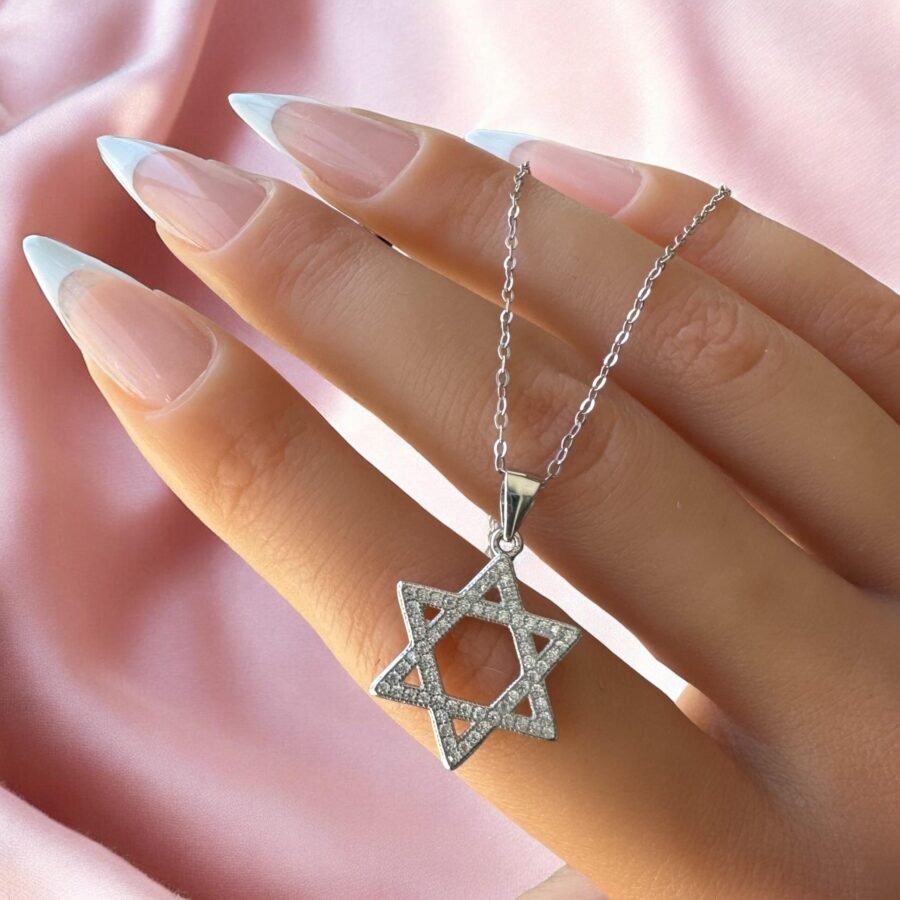 Star of David,Gold and diamond necklace,Jewish star for woman,Spiritual necklace,Judaica jewelry,14k gold,Gift for wife,Gift for Bat Mitzvah - Image 2