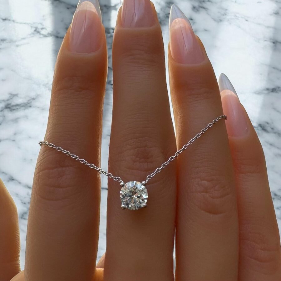 solitaire pendant 1.06 carat diamond necklace,( D Color VVS1 Clarity)  lab-grown diamond. 14 carat gold pendant. gift for her - Image 4