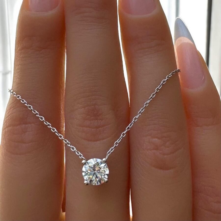 solitaire pendant 1.06 carat diamond necklace,( D Color VVS1 Clarity)  lab-grown diamond. 14 carat gold pendant. gift for her - Image 7