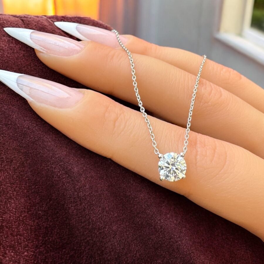 solitaire pendant 1.06 carat diamond necklace,( D Color VVS1 Clarity)  lab-grown diamond. 14 carat gold pendant. gift for her