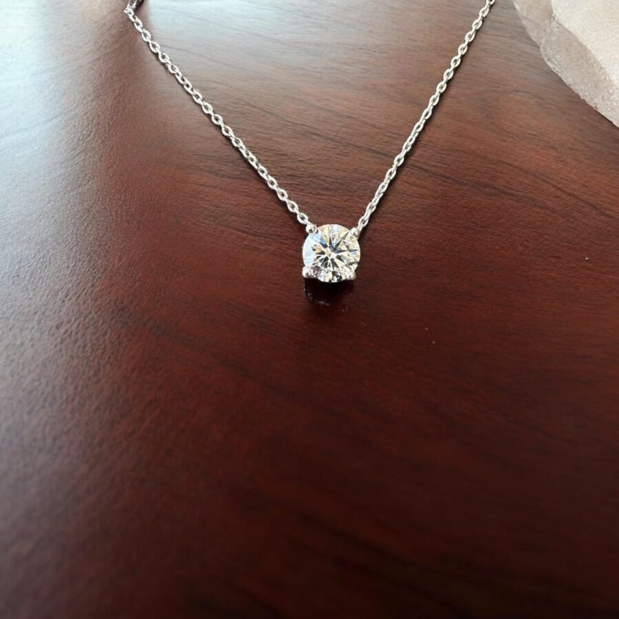 solitaire pendant 1.06 carat diamond necklace,( D Color VVS1 Clarity)  lab-grown diamond. 14 carat gold pendant. gift for her - Image 5