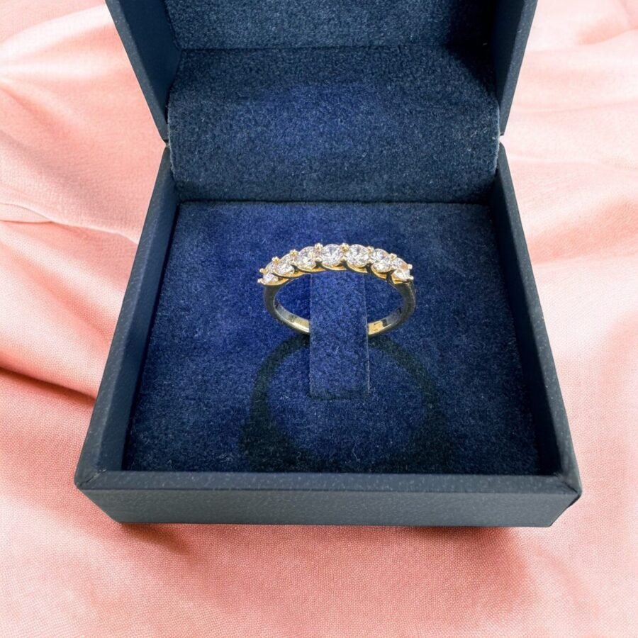 Diamond ring 0.70 carat 7 diamonds,set with natural diamonds, yellow gold, 14k. promise ring.Eternity diamond ring.wedding anniversary gift. - Image 8