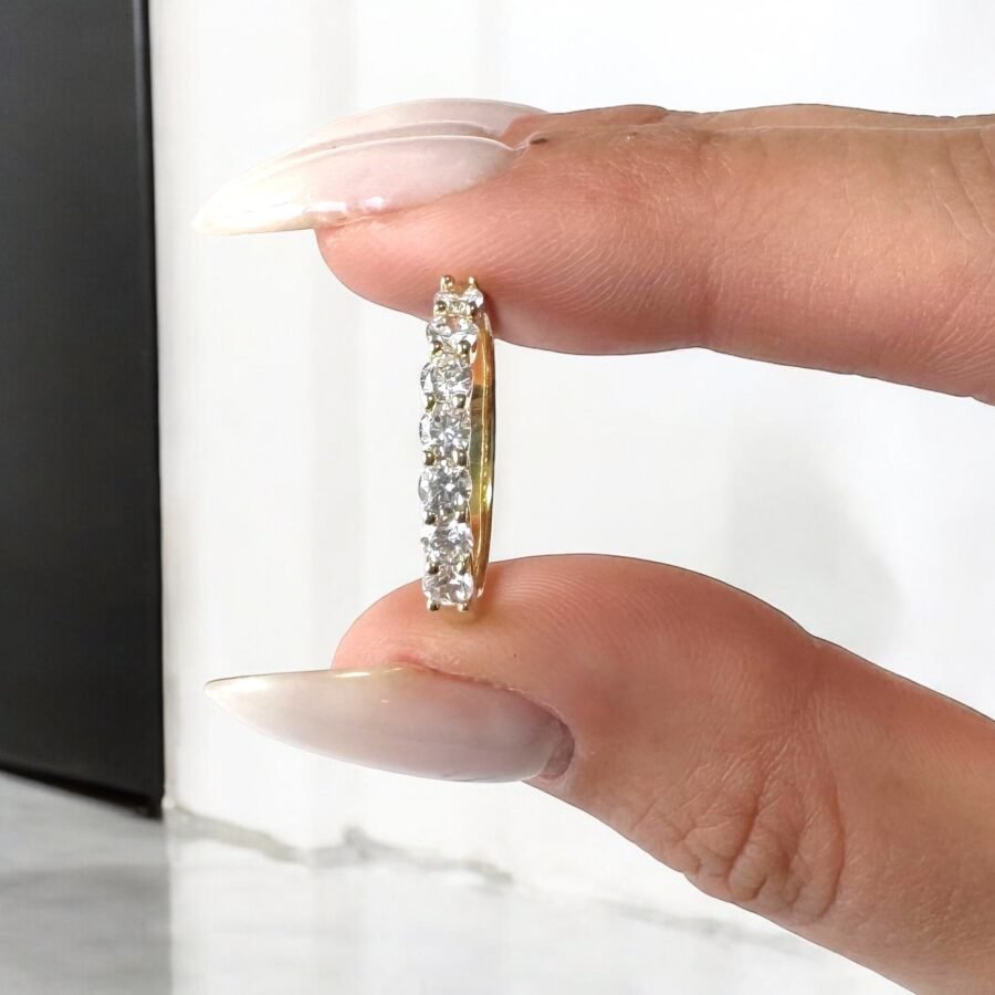 Diamond ring 0.70 carat 7 diamonds,set with natural diamonds, yellow gold, 14k. promise ring.Eternity diamond ring.wedding anniversary gift. - Image 3