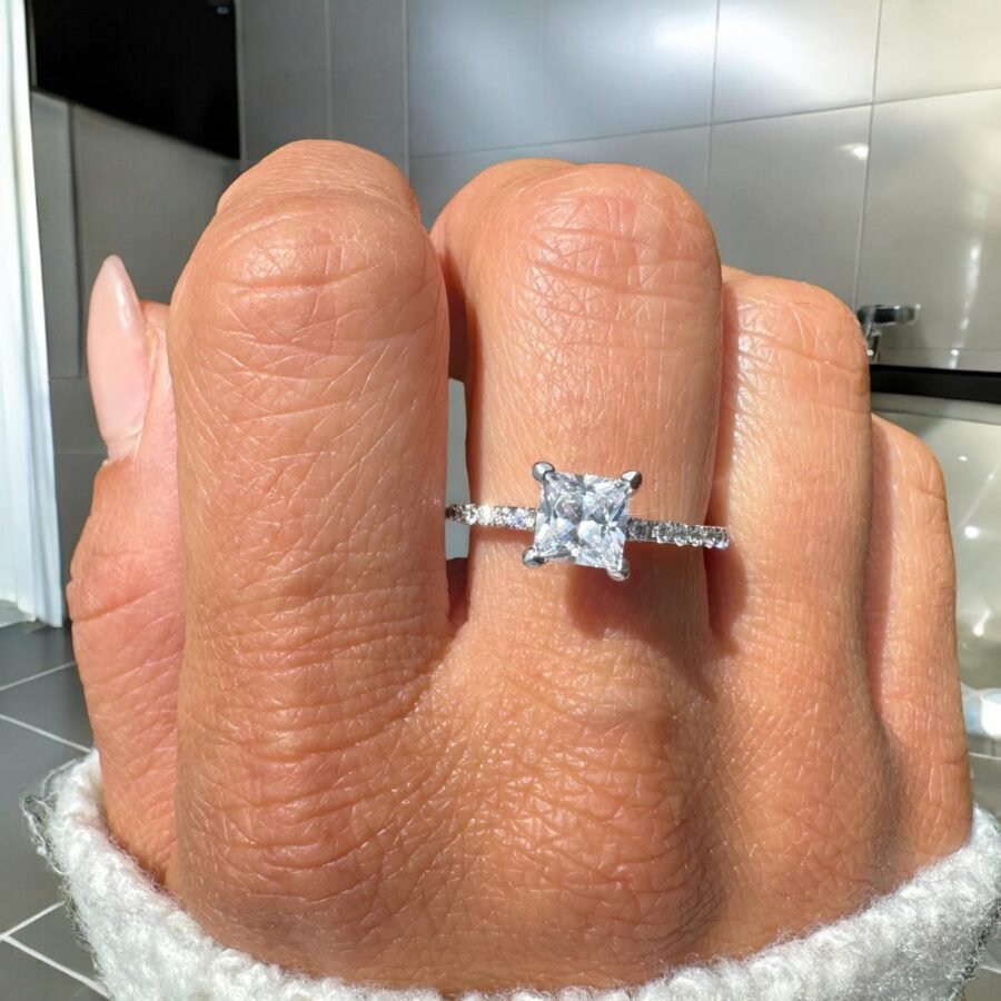 Diamond Ring, 1.10 carat,( E Color VVS2 Clarity) Cushion model Wedding Ring, Lab Grown Diamond, Anniversary Gift, Ring for Her.