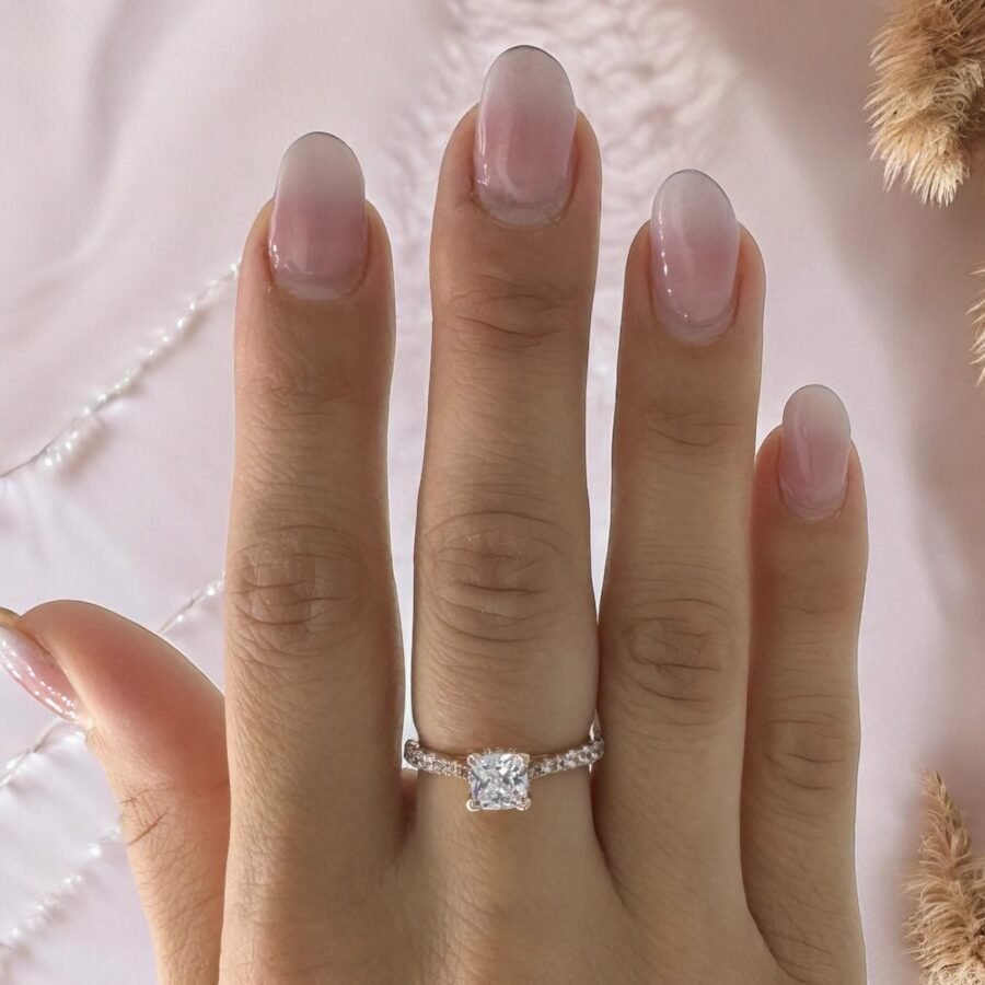 Diamond Ring, 0.90 carat,( E Color VVS2 Clarity) Cushion model Wedding Ring, Lab Grown Diamond, Anniversary Gift, Ring for Her. - Image 5
