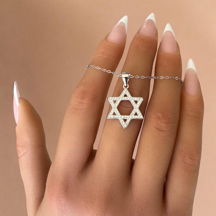 Star of David,Gold and diamond necklace,Jewish star for woman,Spiritual necklace,Judaica jewelry,14k gold,Gift for wife,Gift for Bat Mitzvah - Image 3