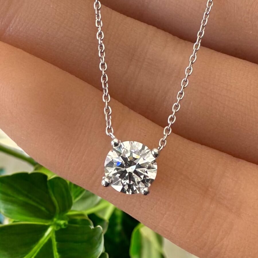 solitaire pendant 1.06 carat diamond necklace,( D Color VVS1 Clarity)  lab-grown diamond. 14 carat gold pendant. gift for her - Image 2