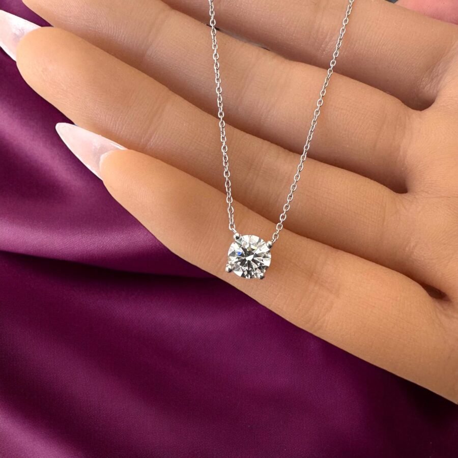 solitaire pendant 1.06 carat diamond necklace,( D Color VVS1 Clarity)  lab-grown diamond. 14 carat gold pendant. gift for her - Image 8