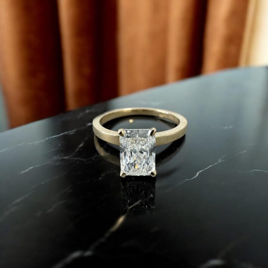 1.31 Carat lab-grown diamond- Radiant Cut, engagement ring,Radian solitaire ring. anniversary gift, unique design ring.Engagement Ring.( D ) - Image 4