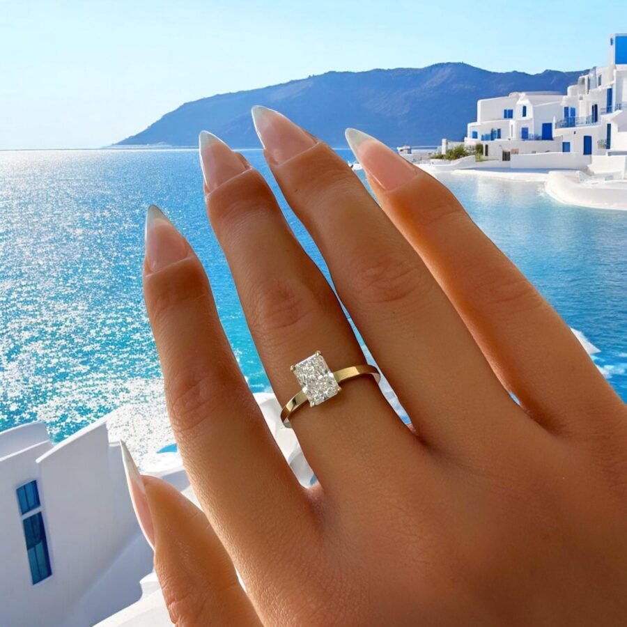 1.31 Carat lab-grown diamond- Radiant Cut, engagement ring,Radian solitaire ring. anniversary gift, unique design ring.Engagement Ring.( D ) - Image 7