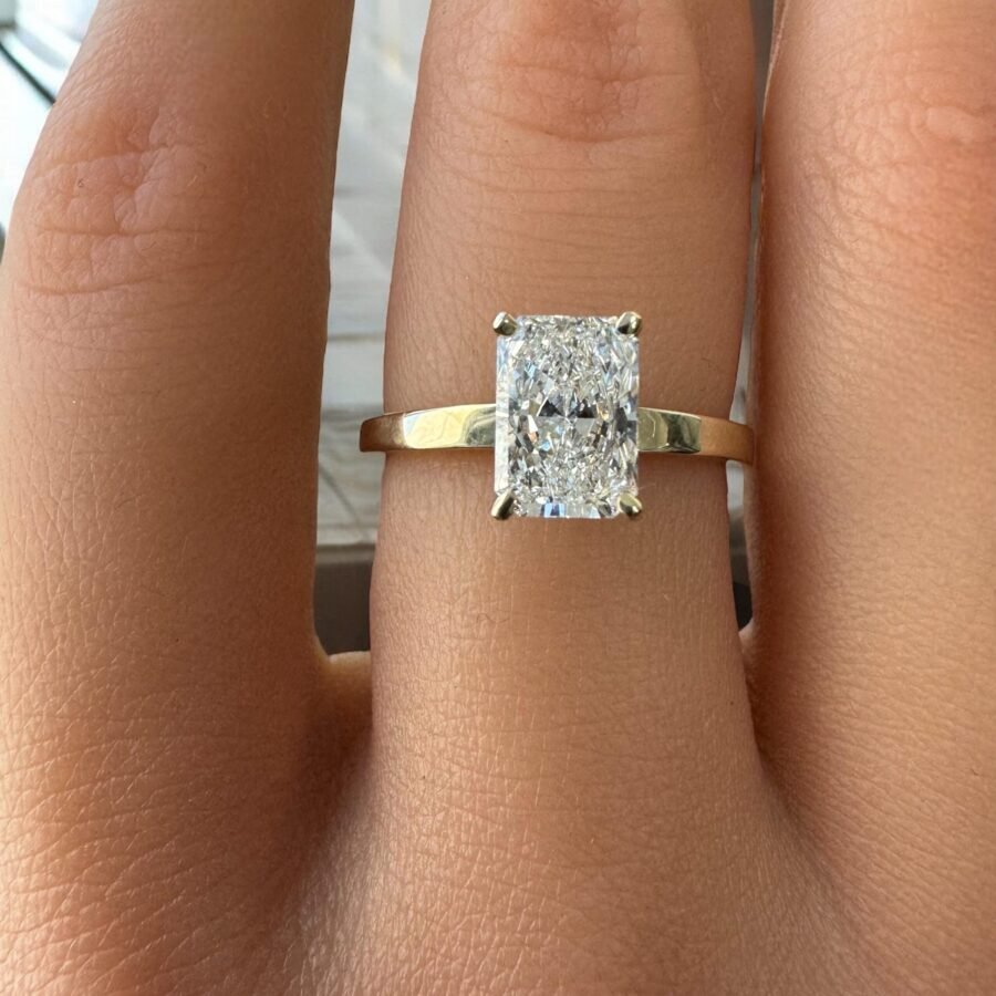 1.31 Carat lab-grown diamond- Radiant Cut, engagement ring,Radian solitaire ring. anniversary gift, unique design ring.Engagement Ring.( D )