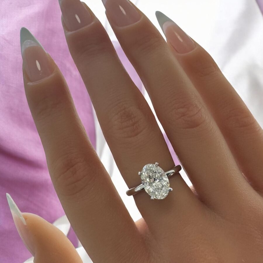 Oval diamond.engagement ring.( D Color VS1 Clarity) 2.50 Carat lab-grown diamond.engagement ring, unique proposal ring.Oval cut - Image 6