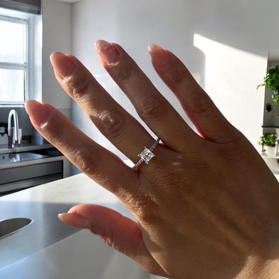 Diamond Ring, 1.10 carat,( E Color VVS2 Clarity) Cushion model Wedding Ring, Lab Grown Diamond, Anniversary Gift, Ring for Her. - Image 3