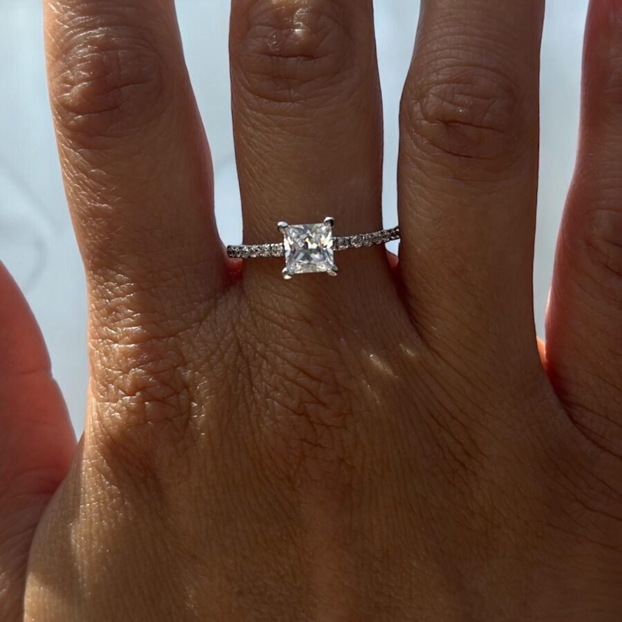 Diamond Ring, 1.10 carat,( E Color VVS2 Clarity) Cushion model Wedding Ring, Lab Grown Diamond, Anniversary Gift, Ring for Her. - Image 6
