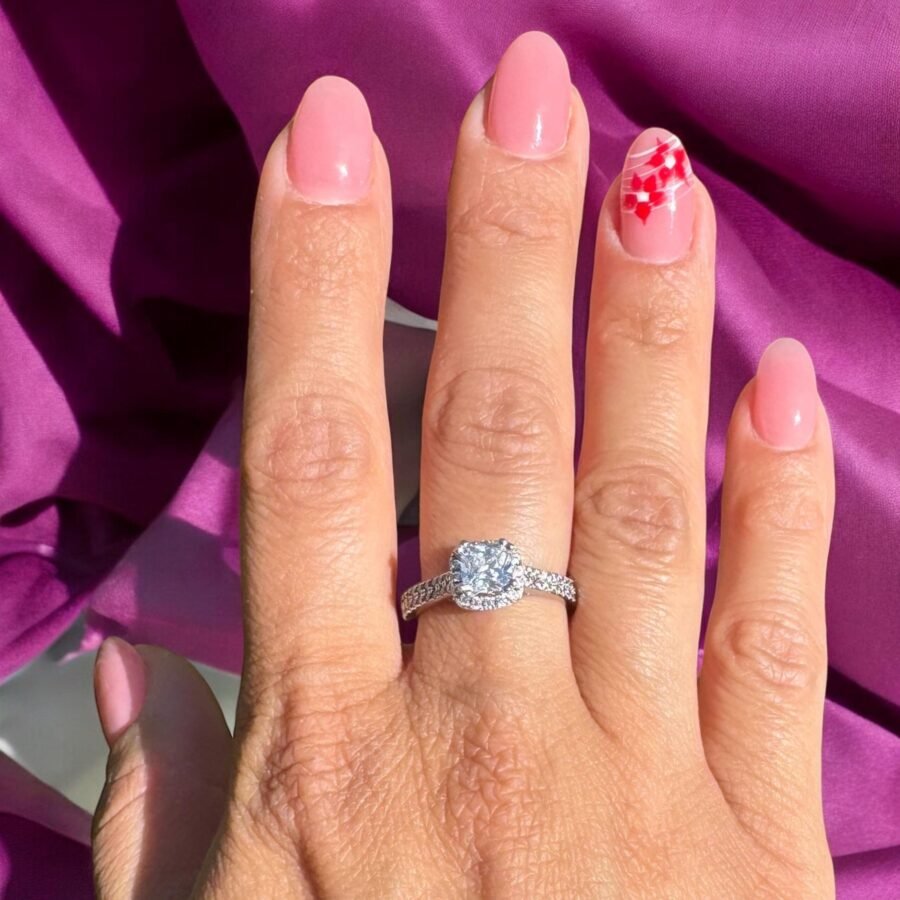 Diamond Ring,halo double pava ( E Color VVS2 Clarity) 1.75 carat,Engraved Engagement Ring,Cushion model Wedding Ring, Lab Grown Diamond, - Image 3