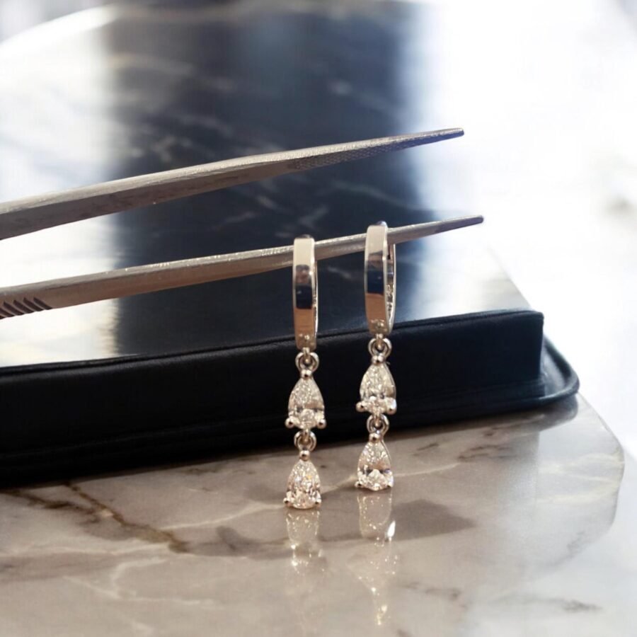Luxurious Sparkle & Timeless Elegance.14K White Gold Diamond Stud Drop Earrings (  D Color VVS1  Clarity) 0.80 carat lab grown diamond. - Image 7