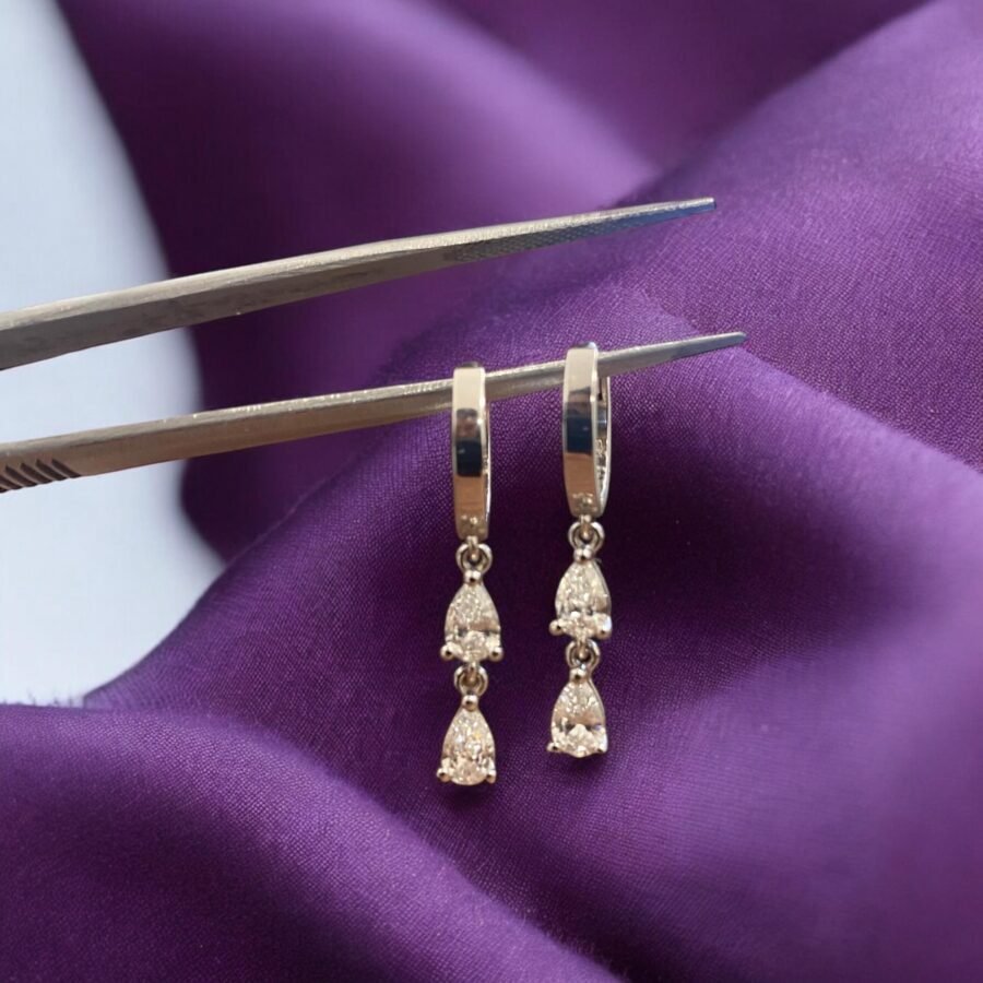 Luxurious Sparkle & Timeless Elegance.14K White Gold Diamond Stud Drop Earrings (  D Color VVS1  Clarity) 0.80 carat lab grown diamond. - Image 4