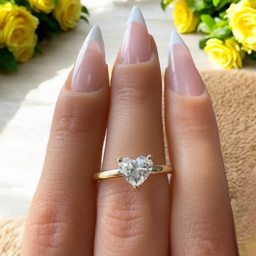 lab-grown diamond 1.10 Carat - heart Cut,engagement ring,heart solitaire ring.anniversary gift.Engagement Ring.( D Color VVS2 Clarit) - Image 4