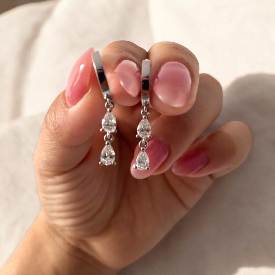 Luxurious Sparkle & Timeless Elegance.14K White Gold Diamond Stud Drop Earrings (  D Color VVS1  Clarity) 0.80 carat lab grown diamond.