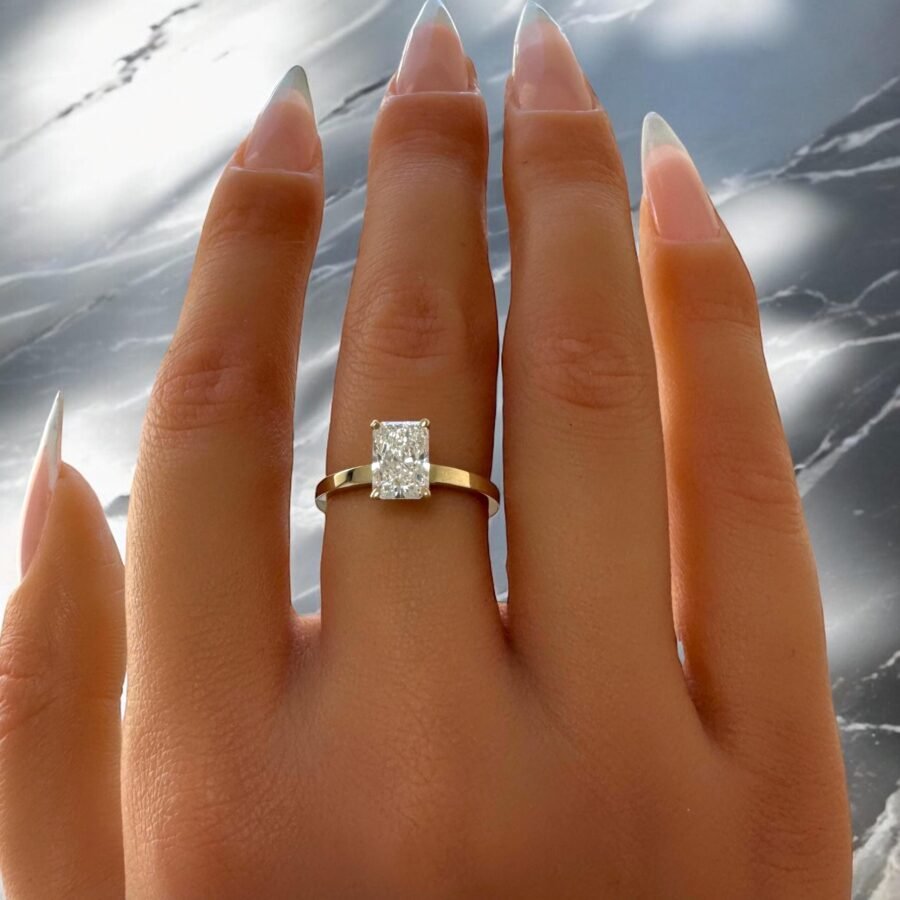 1.31 Carat lab-grown diamond- Radiant Cut, engagement ring,Radian solitaire ring. anniversary gift, unique design ring.Engagement Ring.( D ) - Image 5