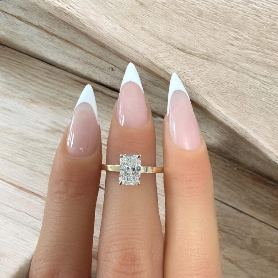 1.31 Carat lab-grown diamond- Radiant Cut, engagement ring,Radian solitaire ring. anniversary gift, unique design ring.Engagement Ring.( D ) - Image 9