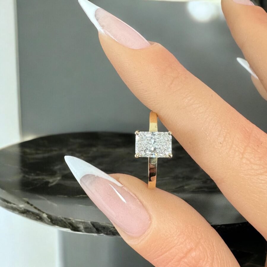 1.31 Carat lab-grown diamond- Radiant Cut, engagement ring,Radian solitaire ring. anniversary gift, unique design ring.Engagement Ring.( D ) - Image 10
