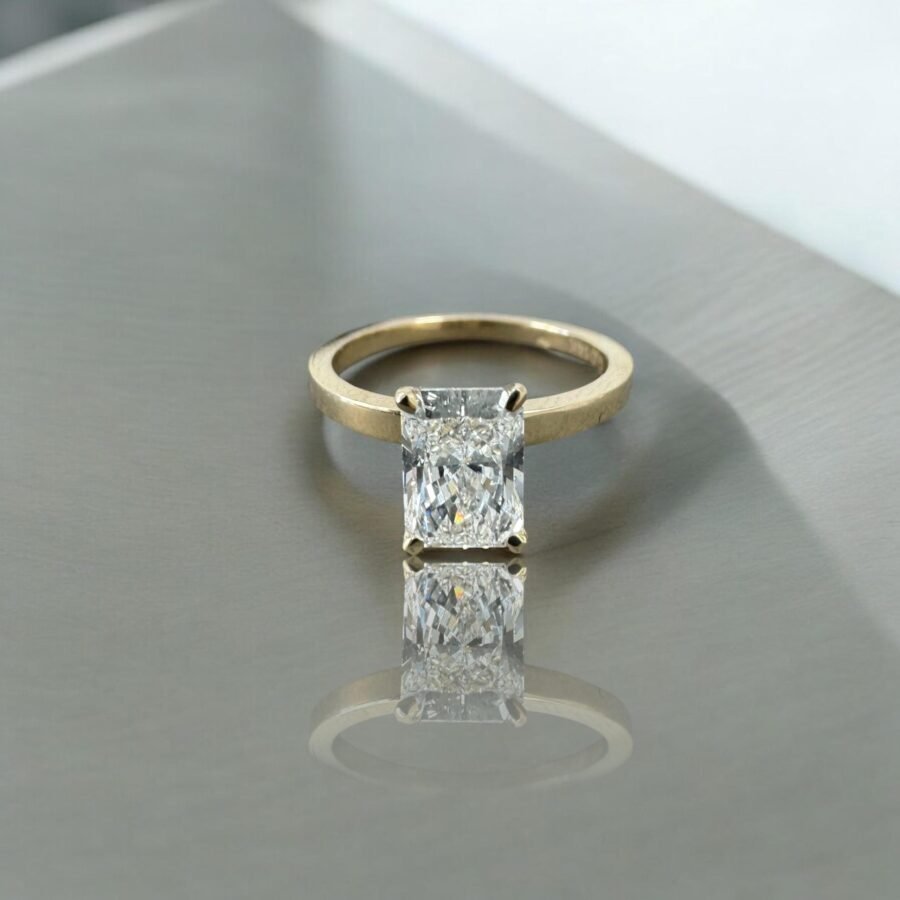 1.31 Carat lab-grown diamond- Radiant Cut, engagement ring,Radian solitaire ring. anniversary gift, unique design ring.Engagement Ring.( D ) - Image 8