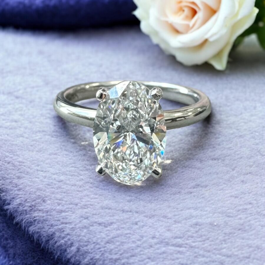 Oval diamond.engagement ring.( D Color VS1 Clarity) 2.50 Carat lab-grown diamond.engagement ring, unique proposal ring.Oval cut - Image 2
