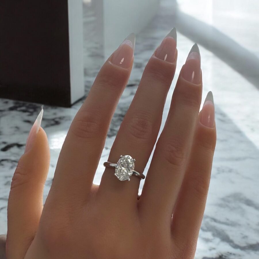Oval diamond.engagement ring.( D Color VS1 Clarity) 2.50 Carat lab-grown diamond.engagement ring, unique proposal ring.Oval cut - Image 4