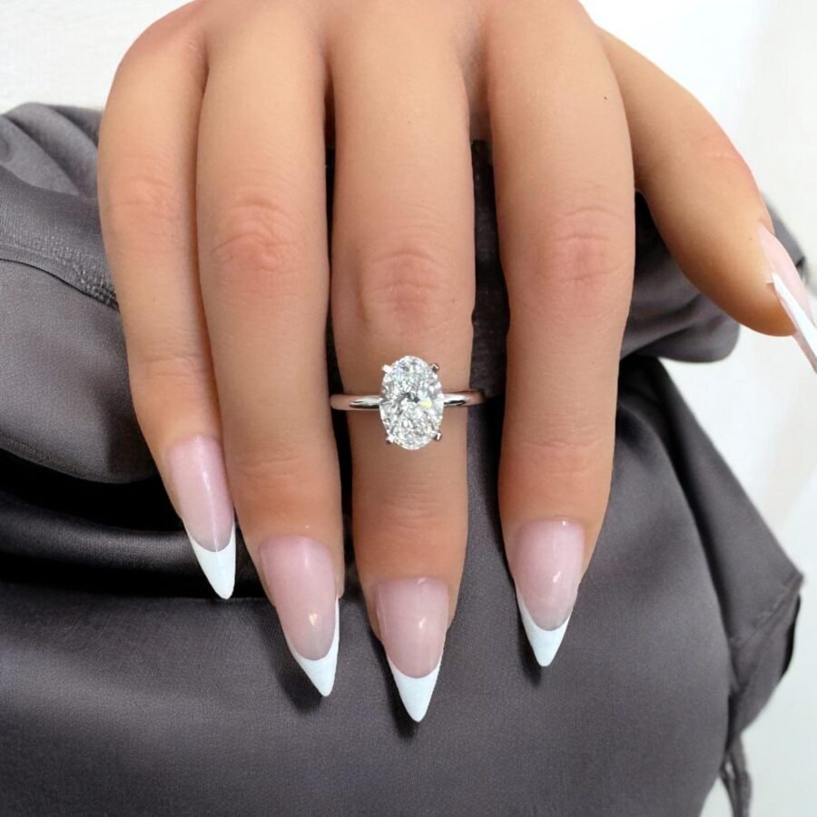 Oval diamond.engagement ring.( D Color VS1 Clarity) 2.50 Carat lab-grown diamond.engagement ring, unique proposal ring.Oval cut - Image 9