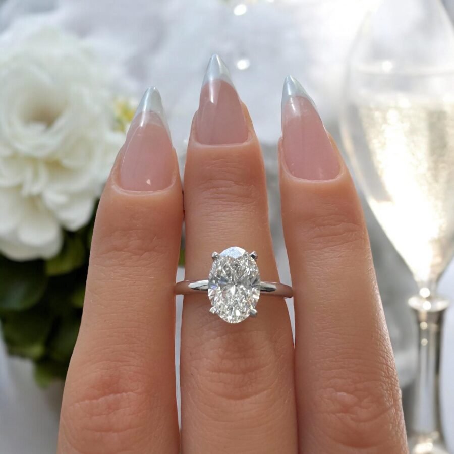 Oval diamond.engagement ring.( D Color VS1 Clarity) 2.50 Carat lab-grown diamond.engagement ring, unique proposal ring.Oval cut - Image 7