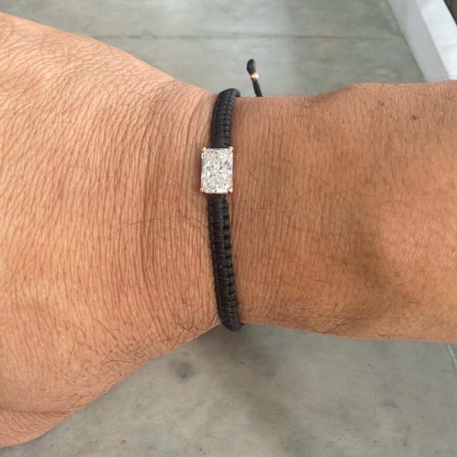 Radian cut diamond 3.00 carat.bracelet with diamond for men.3.00 carat 14k gold Gift charm bracelet for him. Handmade. Made to order. - Image 7