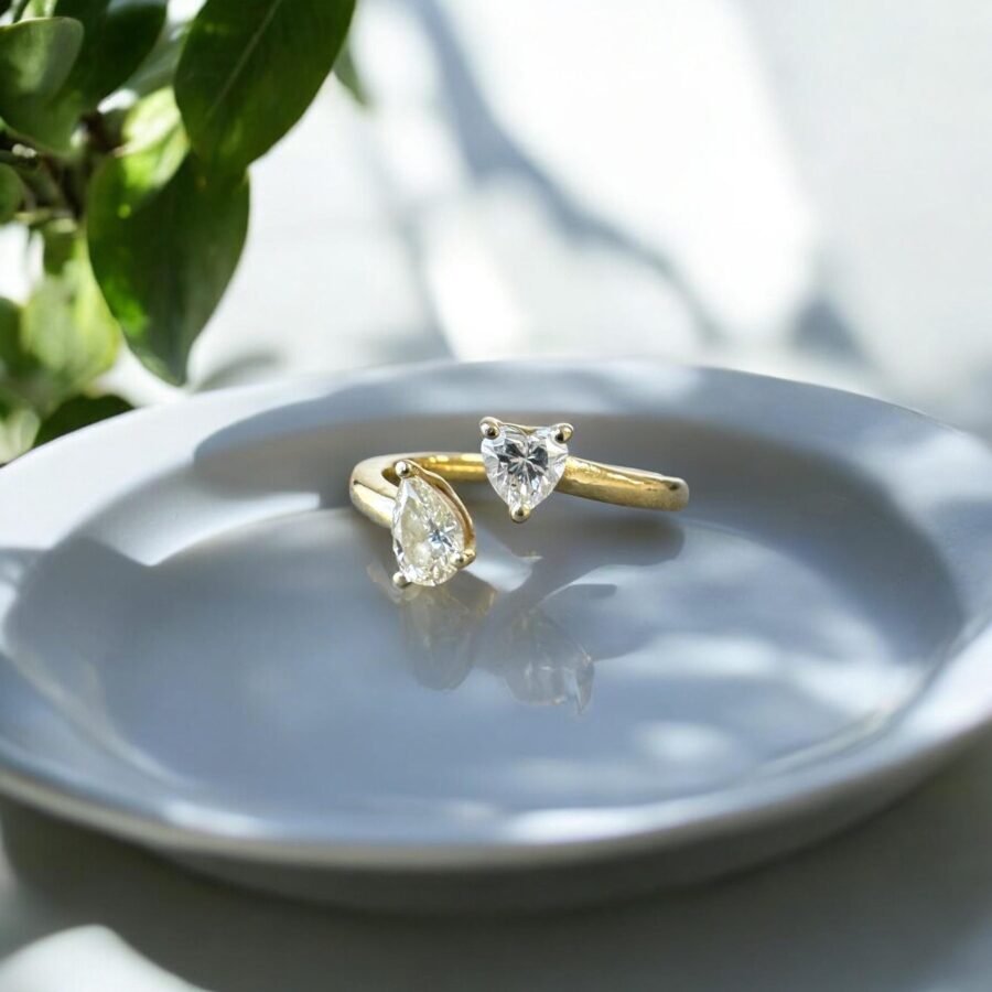 anniversary gift 0.45 Carat heart + PEAR SHAPE lab-grown diamond- heart Cut,engagement ring,Engagement Ring( D Color VVS2 Clarity) - Image 7