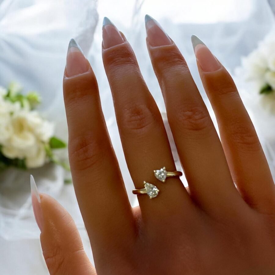 anniversary gift 0.45 Carat heart + PEAR SHAPE lab-grown diamond- heart Cut,engagement ring,Engagement Ring( D Color VVS2 Clarity) - Image 2