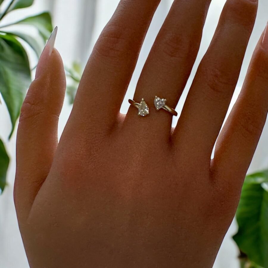 anniversary gift 0.45 Carat heart + PEAR SHAPE lab-grown diamond- heart Cut,engagement ring,Engagement Ring( D Color VVS2 Clarity) - Image 9