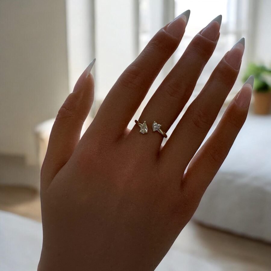 anniversary gift 0.45 Carat heart + PEAR SHAPE lab-grown diamond- heart Cut,engagement ring,Engagement Ring( D Color VVS2 Clarity) - Image 6