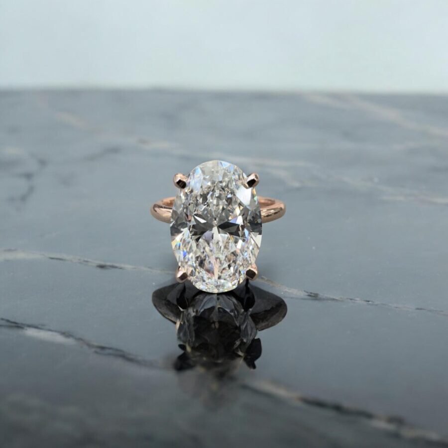 5 CARAT E VS1 IGI rose gold Oval-Cut Lab-Grown Diamond Engagement Ring in Rose Gold - Solitaire Ring,Ethical Bridal Jewelry. - Image 4