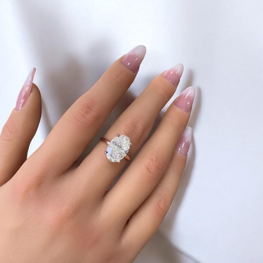 5 CARAT E VS1 IGI rose gold Oval-Cut Lab-Grown Diamond Engagement Ring in Rose Gold - Solitaire Ring,Ethical Bridal Jewelry. - Image 10