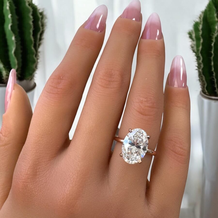 5 CARAT E VS1 IGI rose gold Oval-Cut Lab-Grown Diamond Engagement Ring in Rose Gold - Solitaire Ring,Ethical Bridal Jewelry. - Image 6