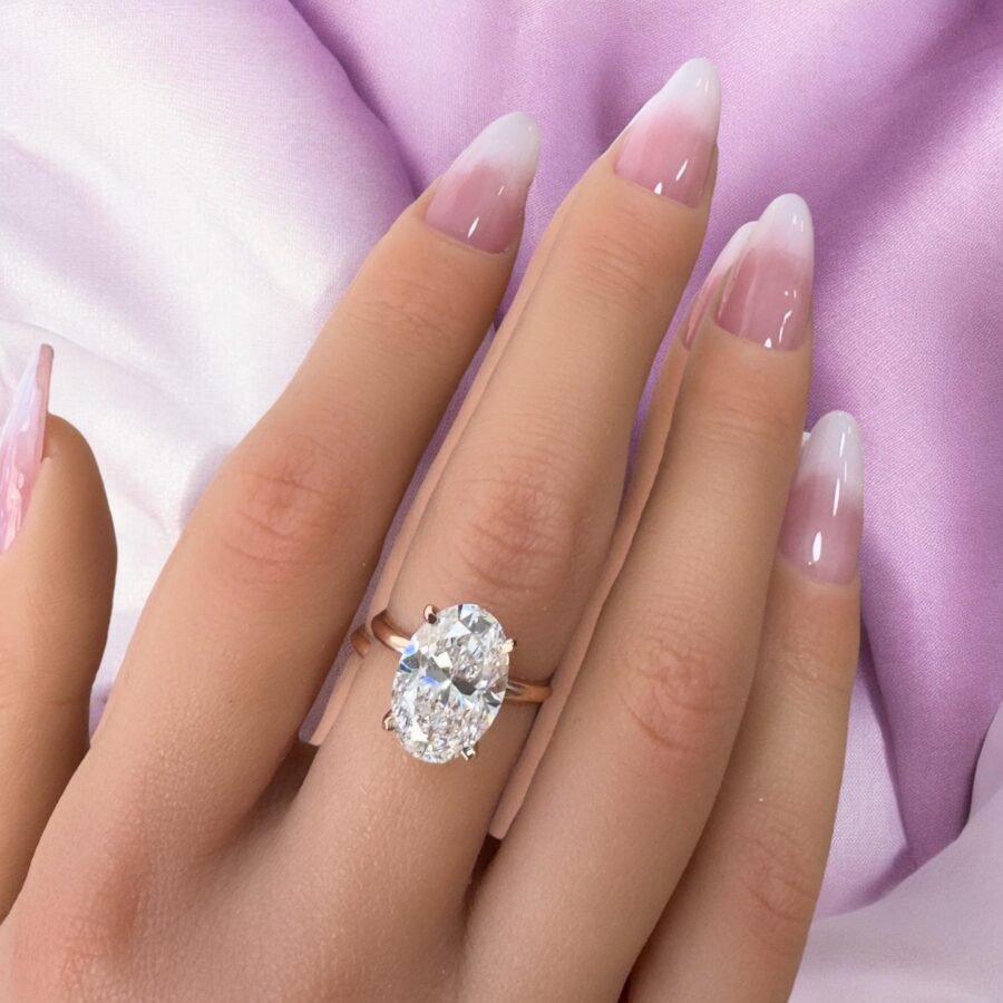 5 CARAT E VS1 IGI rose gold Oval-Cut Lab-Grown Diamond Engagement Ring in Rose Gold - Solitaire Ring,Ethical Bridal Jewelry. - Image 8