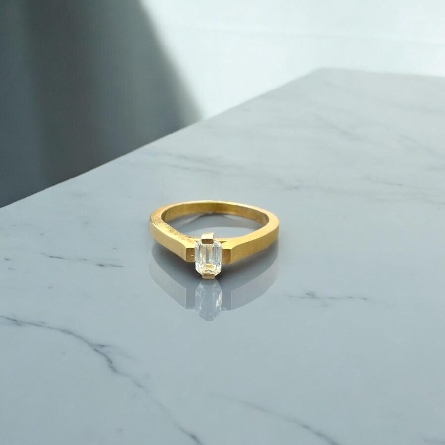 18K Gold Ring with Emerald Cut Diamond - Elegant Engagement Ring, Minimalist Fine Jewelry, Unique Diamond Ring.minimalist jewelry - Image 5
